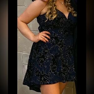 B Darlin Navy Floral Mini Skirt